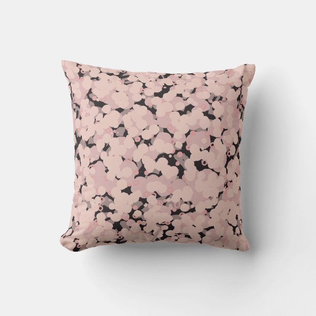 charcoal pink gray abstract throw pillow (Front)