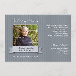 Charcoal Pinstripe Banner Memorial Notice Invitation
