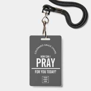 Charcoal prayer church volunteer badge with logo