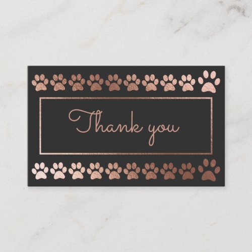 Charcoal Rose Gold Paw Print Pet Loyalty Card