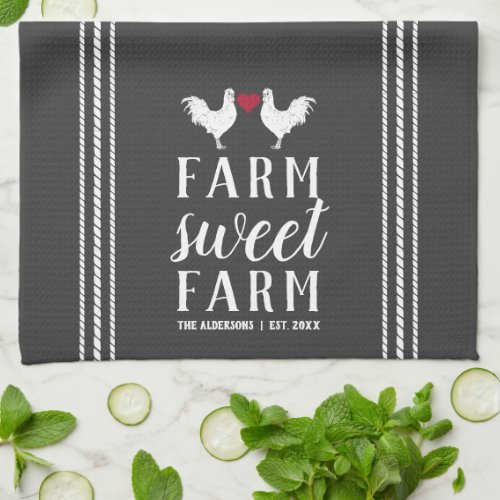 Charcoal Rustic Personalized Farm Sweet Farm Kitchen Towel