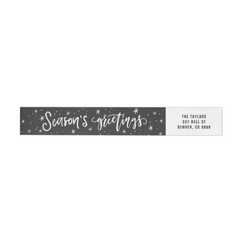 Charcoal Seasons Greetings Holiday Wrap Around Label