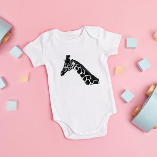 Charcoal Sketch Giraffe Baby Bodysuit