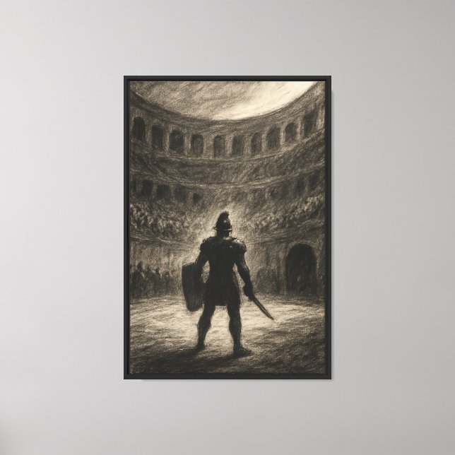 Charcoal Sketch of Gladiator Arena Before Battle Canvas Print (Front)
