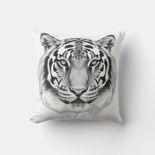 Charcoal Sketch of Tiger Face Throw Pillow