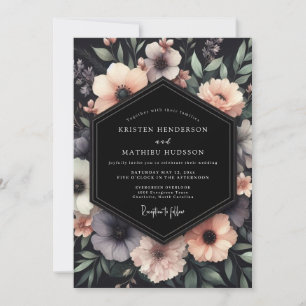 Charcoal Somber Anemone Wedding Invitation