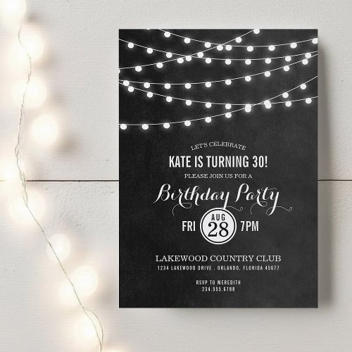 Summer String Lights Birthday Party Invitation