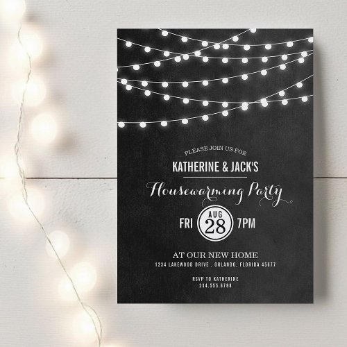 Summer String Lights Housewarming Party Invitation