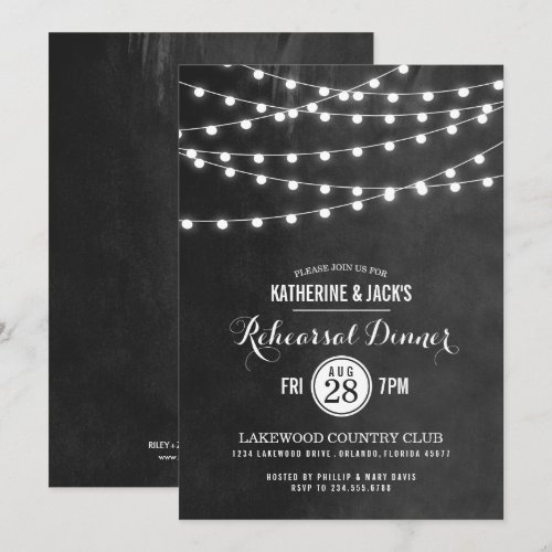 Summer String Lights Rehearsal Dinner Invitation
