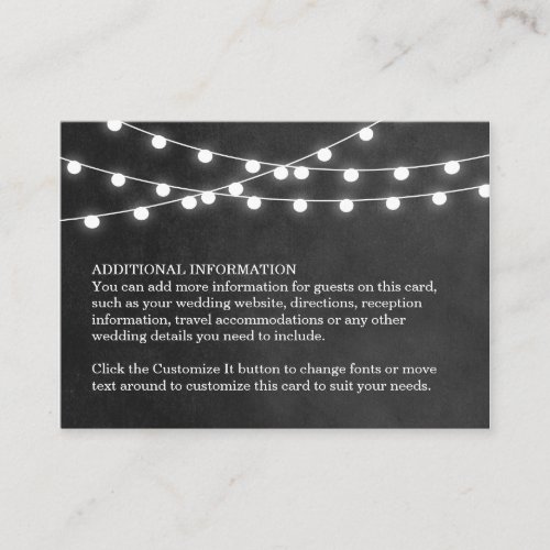 Summer String Lights Wedding Insert Card Business Card