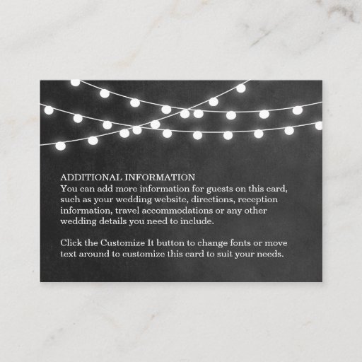 Customizable Summer String Lights Wedding Insert Card Business Card