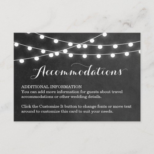 Charcoal String Lights Wedding Insert Card
