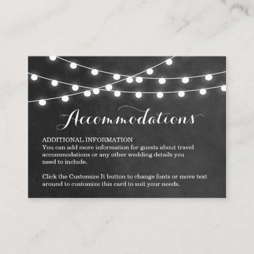 Summer String Lights Wedding Insert Card Business Card Template