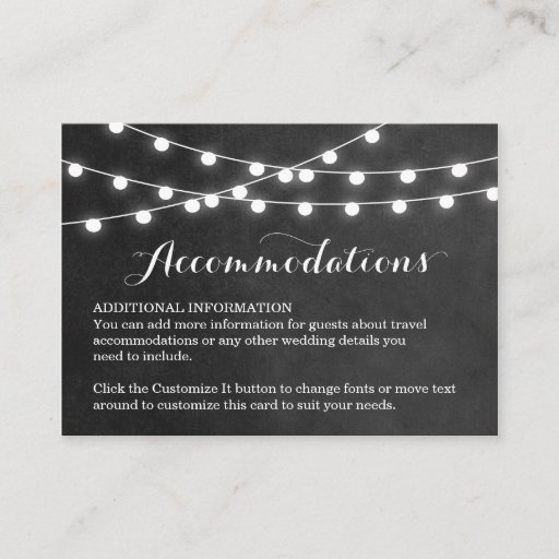 Customizable Summer String Lights Wedding Insert Card Business Card Template