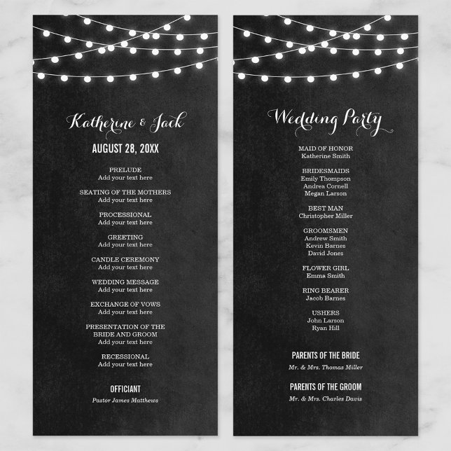Charcoal String Lights Wedding Program (Creator Uploaded)