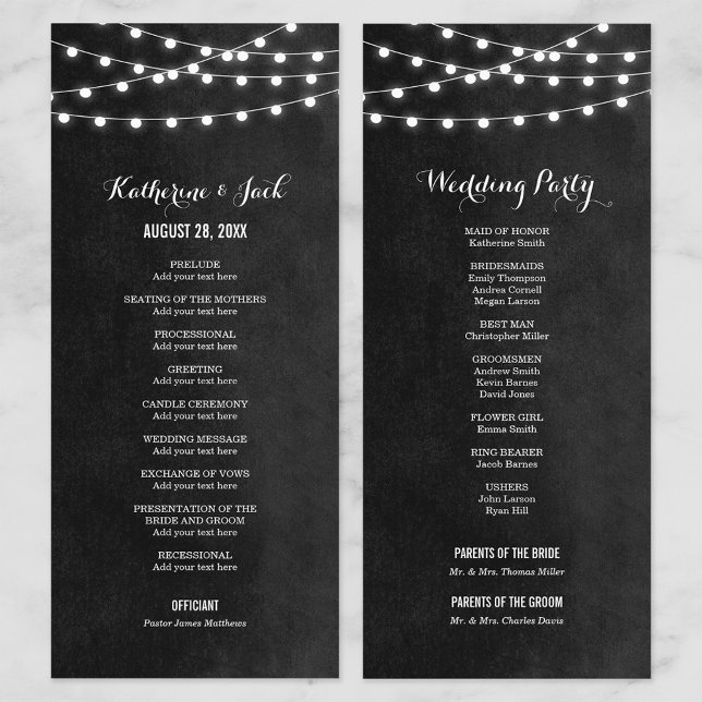Charcoal String Lights Wedding Program (Creator Uploaded)