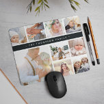 Charcoal Stripe Photo Collage Mouse Pad<br><div class="desc">Chic photo collage mousepad displays nine favorite photos in a square format,  with your family name,  business name or choice of personalization displayed on a thin band of rich charcoal off-black.</div>