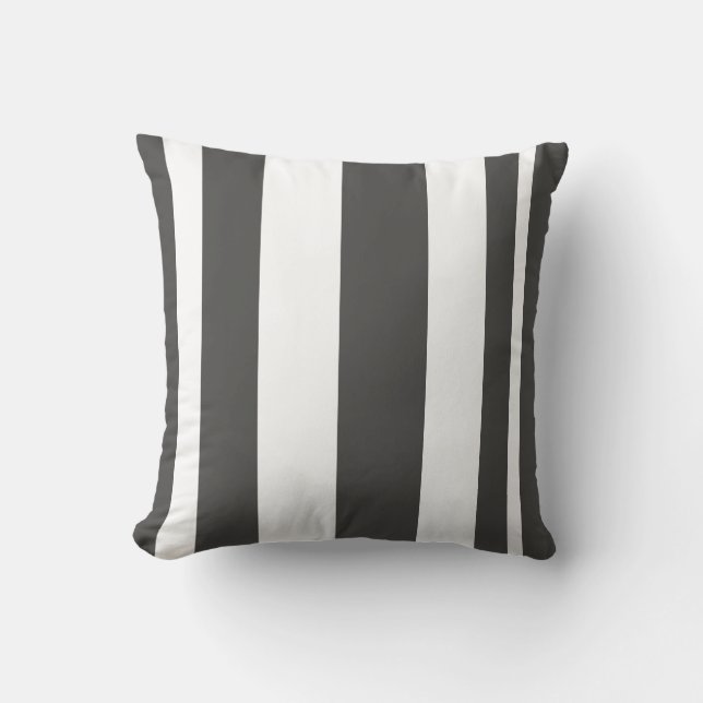 Charcoal Striped throw pillow (Front)