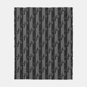 Charcoal Stripes Style Black Ribbon Awareness Fleece Blanket
