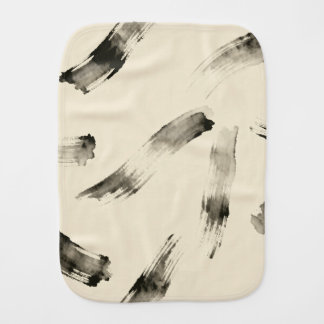 Charcoal Strokes Pattern | Minimal Beige Abstract  Baby Burp Cloth
