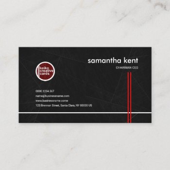 Charcoal Tile Red Liners Ceo Chairman Business Card by keikocreativecards at Zazzle