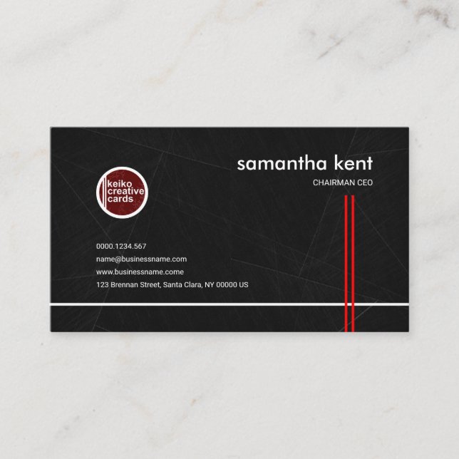 Charcoal Tile Red Liners CEO Chairman Business Card (Front)