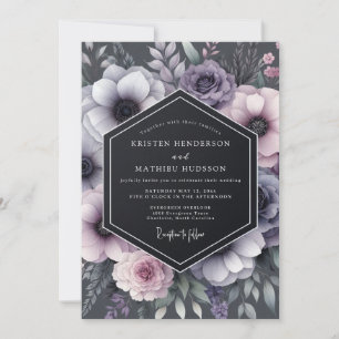 Charcoal Twilight Anemone Wedding Invitation