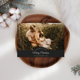 Charcoal Very Merry Christmas Four Photo Landscape Holiday Card