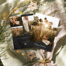 Charcoal Very Merry Christmas Four Photo Vertical