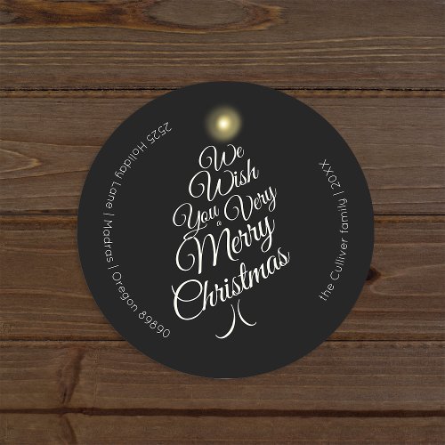 Charcoal Very Merry Christmas Tree Envelope Seals