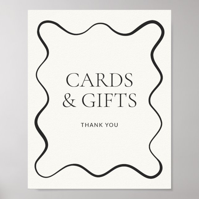 Charcoal Wavy Border Cards & Gifts Poster (Front)