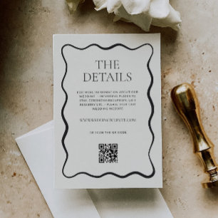 Charcoal Wavy Border Wedding Details Enclosure Card