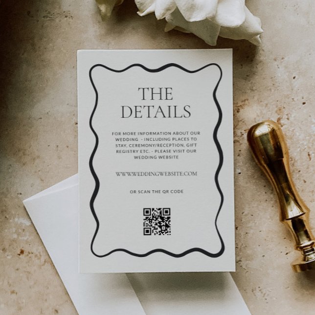 Charcoal Wavy Border Wedding Details Enclosure Card (Creator Uploaded)