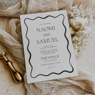 Charcoal Wavy Border Wedding Invitation