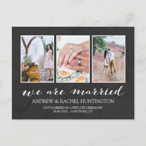 Charcoal Wedding Announcement Photo Collage