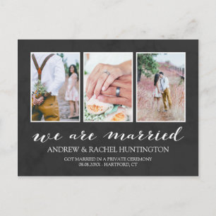Charcoal Wedding Announcement Photo Collage Postcard