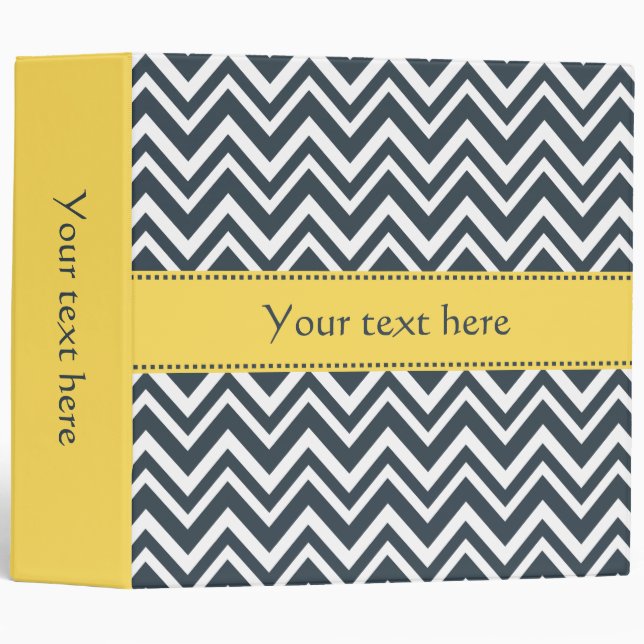 Charcoal, White and Yellow Zigzag Pattern Binder (Front/Spine)