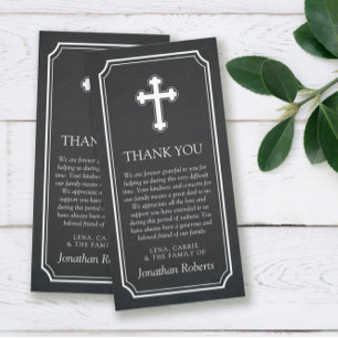 Charcoal White Cross Memorial Service Thank You Card