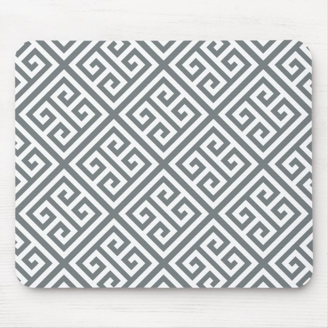 Charcoal White Med Greek Key Diag T Pattern #1 Mouse Pad (Front)