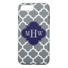 Charcoal White Moroccan #5 Navy 3 Initial Monogram