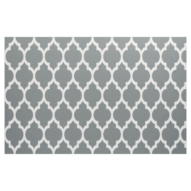 Charcoal White Moroccan Quatrefoil Pattern #4 Sz12 Fabric (Yard)