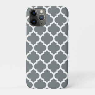 Charcoal White Moroccan Quatrefoil Pattern #5 iPhone 11 Pro Case