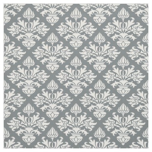 Charcoal, White Pattern Damask #3 Size6 Fabric