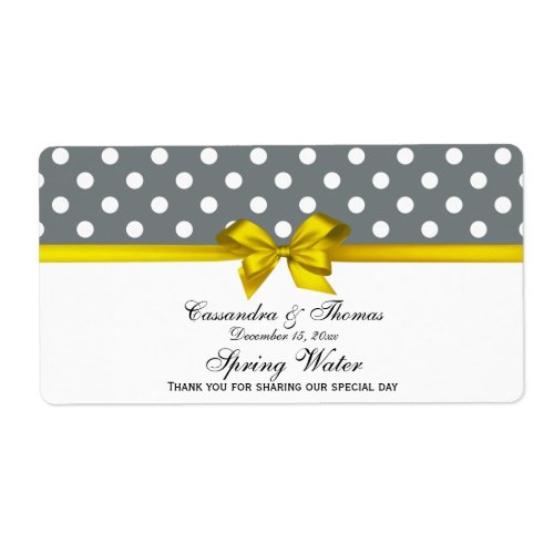 Charcoal White Polka Dots Water Label Yellow Bow Label