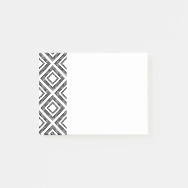 Charcoal White Watercolor Diamond Geometric Post-it Notes (Front)