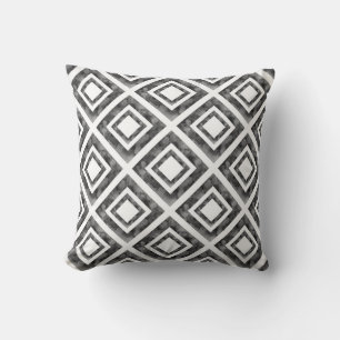 Charcoal White Watercolor Diamond Geometric Throw Pillow
