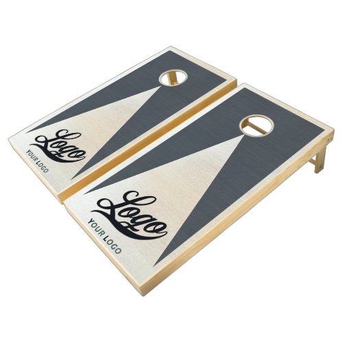 Charcoal  White Wood Boards Company Logo Business Cornhole Set