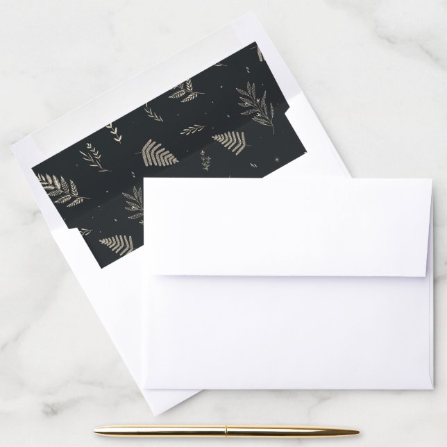Charcoal | Winter Laurel Pattern Holiday Envelope Liner (Desk)