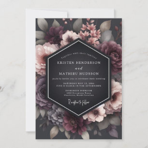 Charcoal Wistful Blossom Wedding Invitation