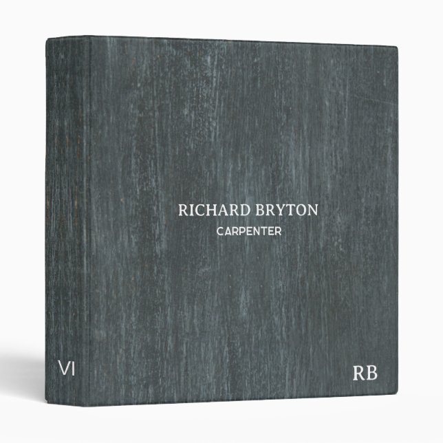 Charcoal Wood 3 Ring Binder (Front/Spine)